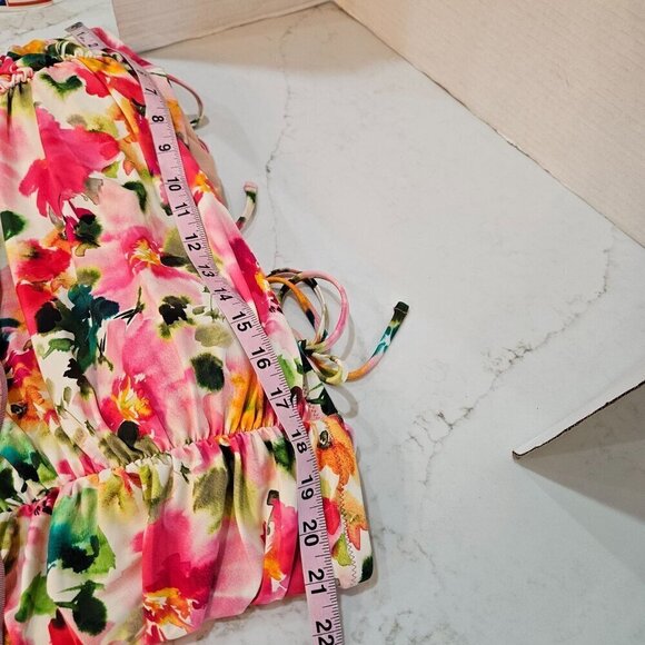 NEW! J. Crew Size 22 Ruched Tie-shoulder One-piece Swimsuit Floral Print Pink - Picture 10 of 11
